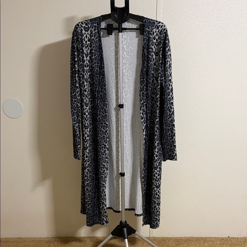 Chic Animal Print Long Cardigan